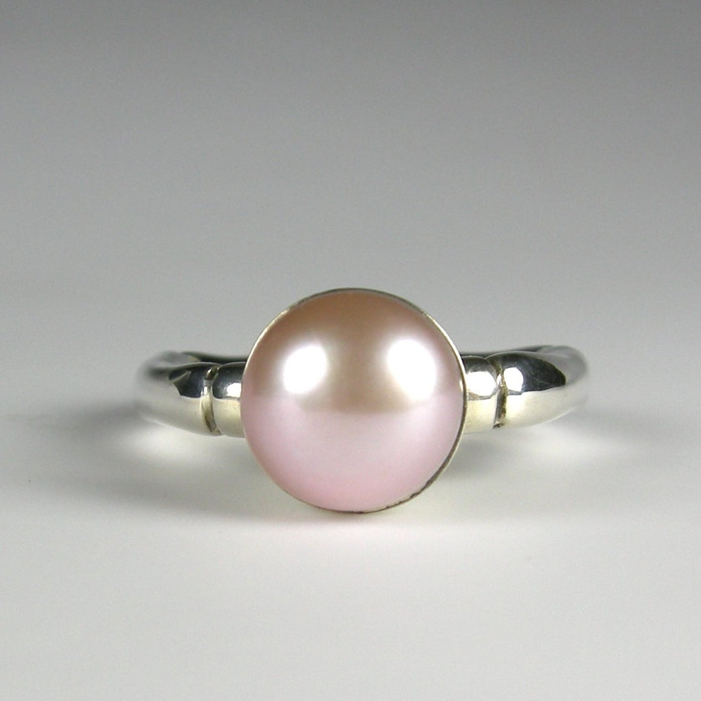 Bamboo Pearl Ring in Sterling Silver