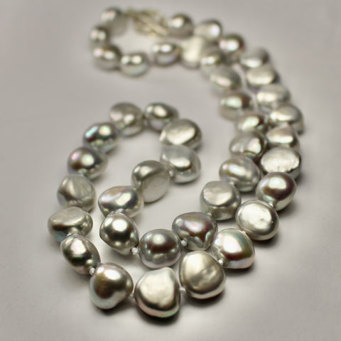 Wabi Sabi Medium Grey Baroque Pearl Necklace